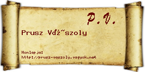 Prusz Vászoly névjegykártya
